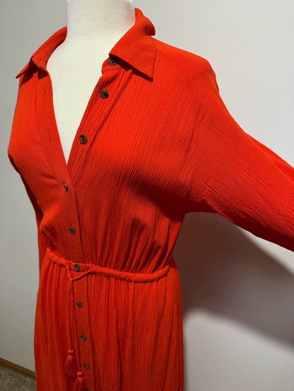 Banana Republic Women's Orange Button-Front Maxi Shirt Dress Size M - Picture 7 of 13